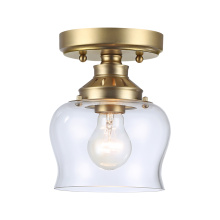 Golden 3610-SF BCB-CLR - Wry Lighting Daphne 1-light Semi-Flush Mount in Brushed Champagne Brass